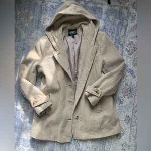 B. Moss vintage Cream wool blend Hooded Jacket
